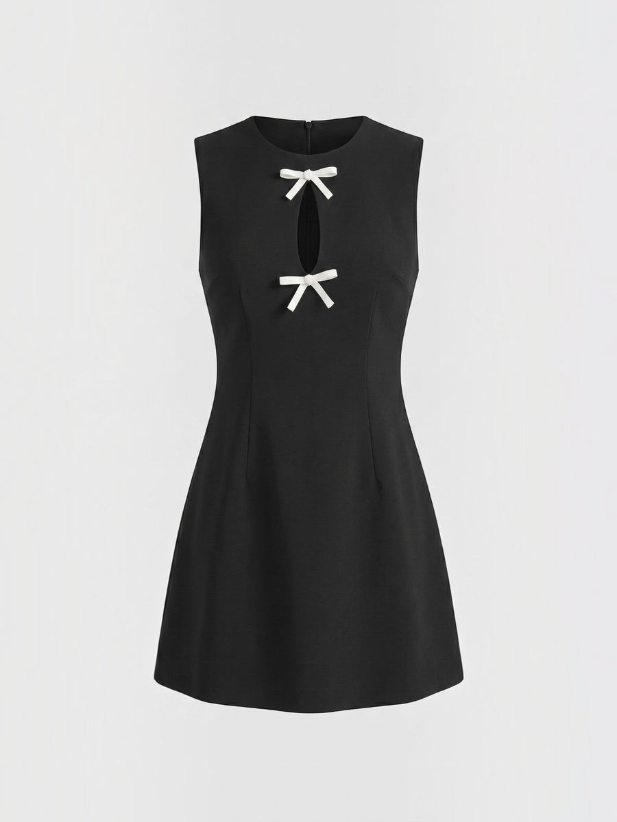 Priscilla Contrast Bow A Line Mini Dress