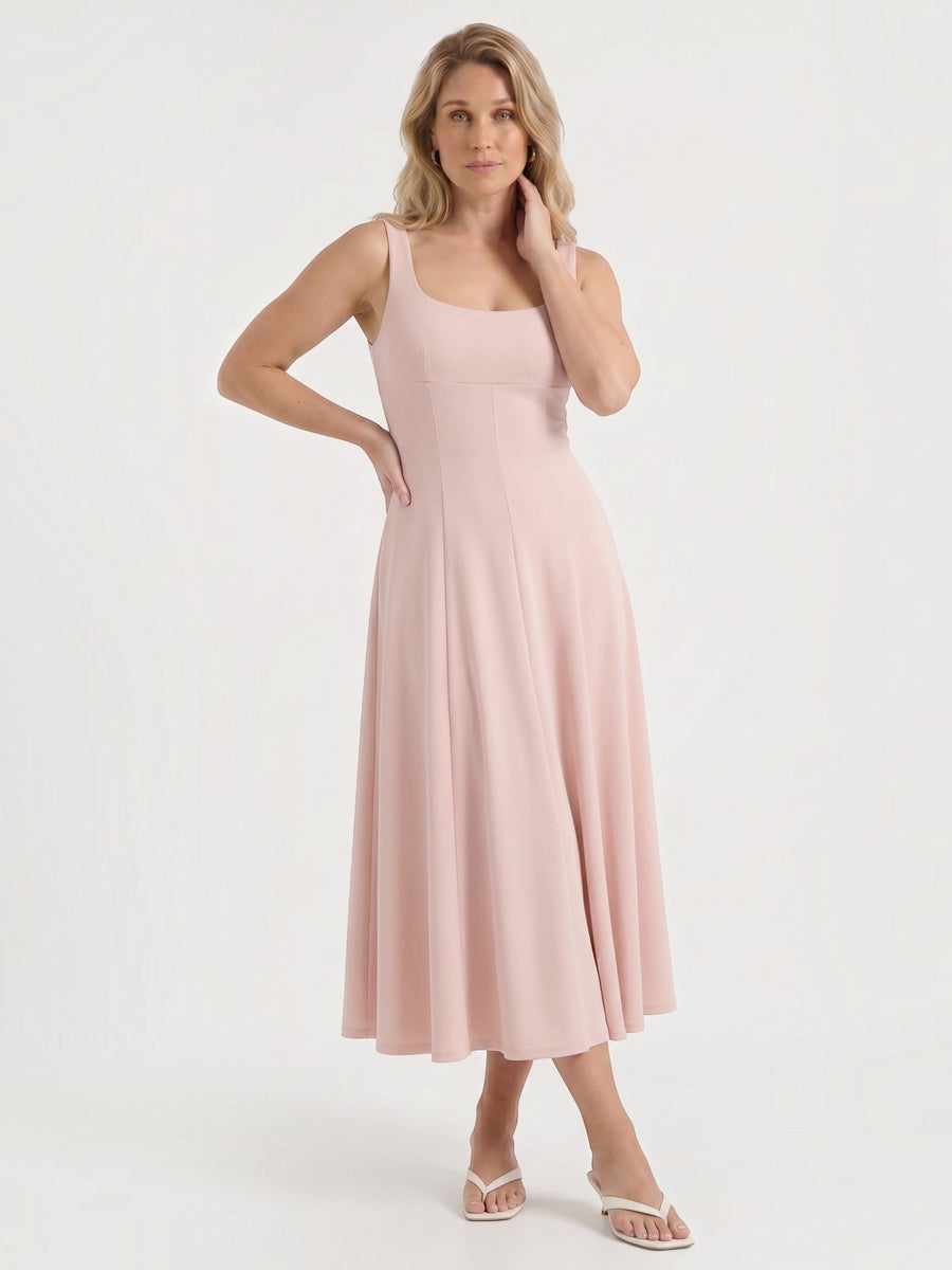 Florina Square Neck Panelled Midi Dress