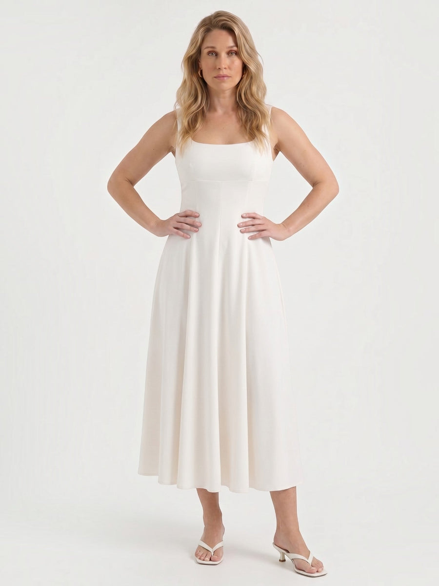 Florina Square Neck Panelled Midi Dress
