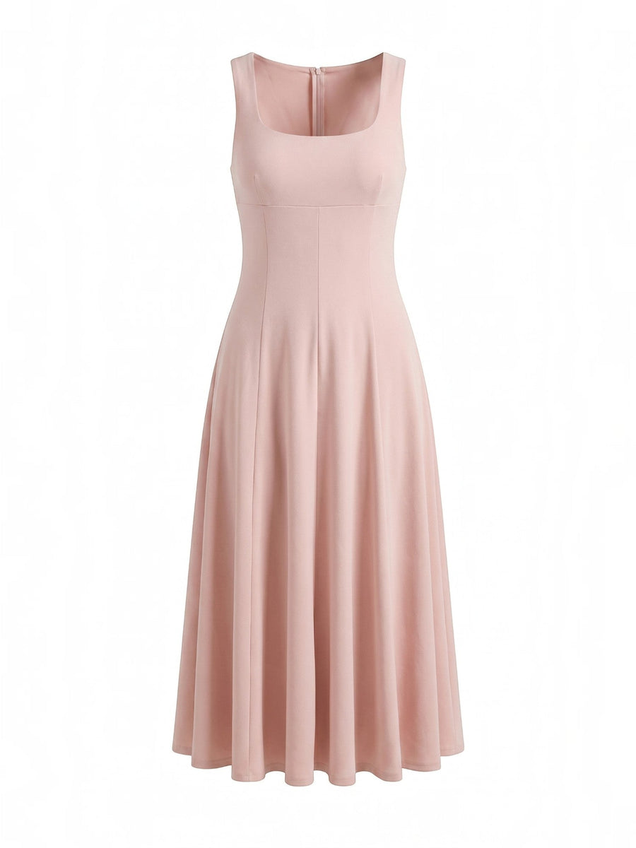 Florina Square Neck Panelled Midi Dress