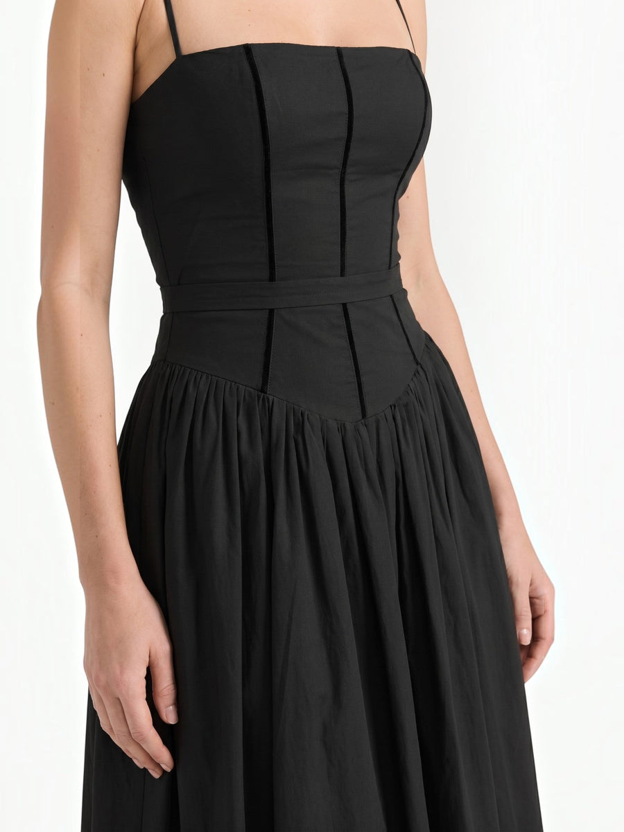 Celia Corset Style Broderie Midi Dress