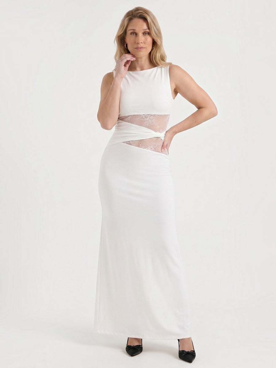 Riley Lace Waist Insert Sleeveless Maxi Dress