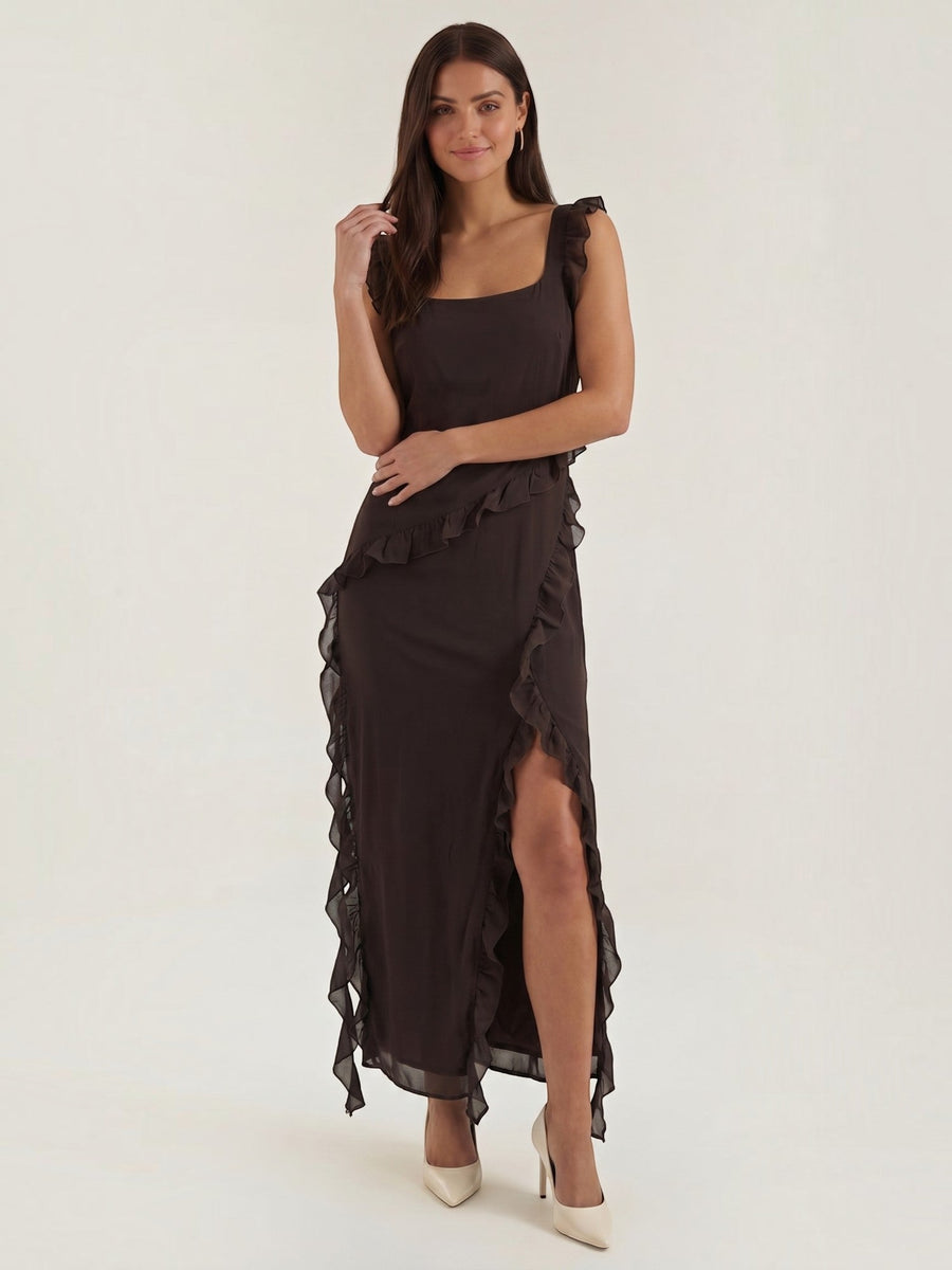 Susan Tiered Ruffle Sweetheart Maxi Dress