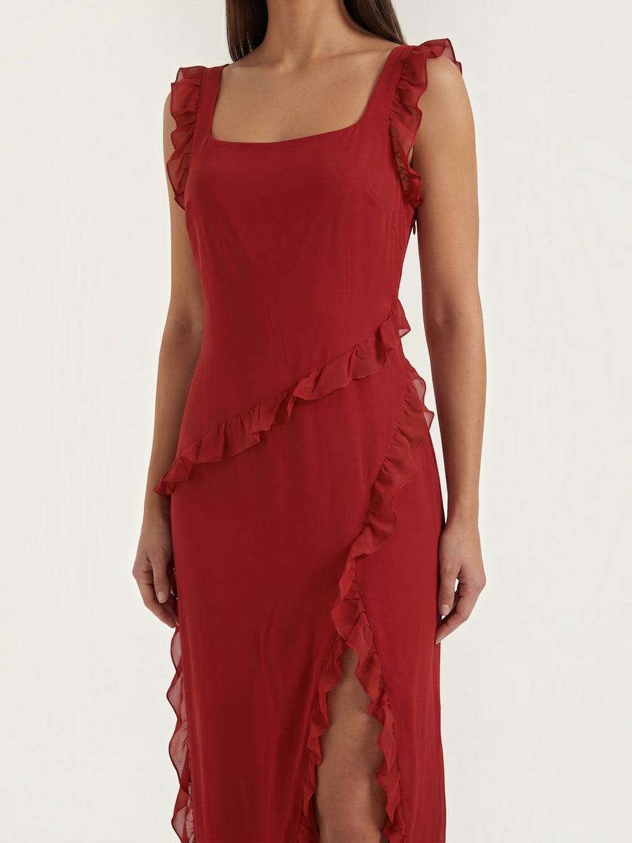 Susan Tiered Ruffle Sweetheart Maxi Dress