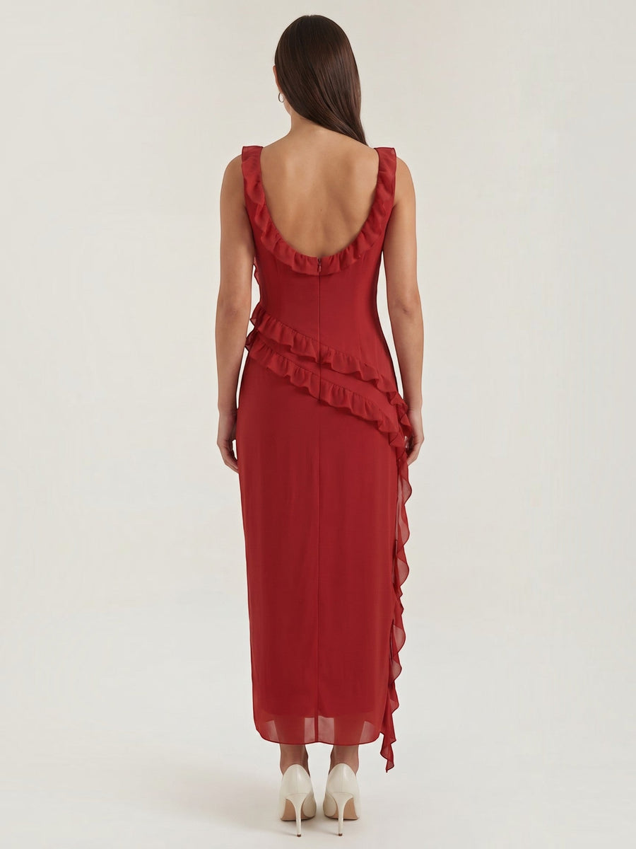Susan Tiered Ruffle Sweetheart Maxi Dress