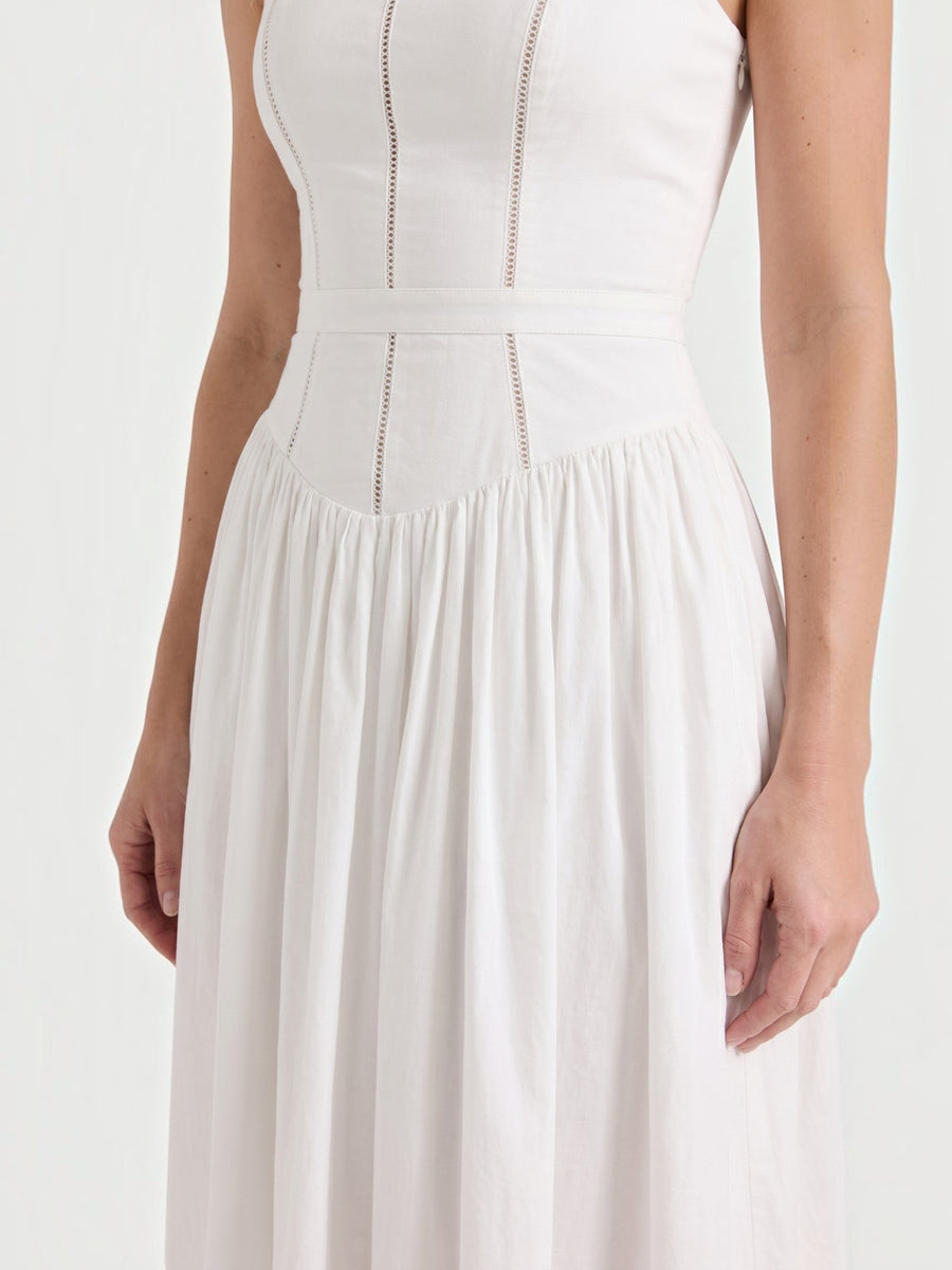 Celia Corset Style Broderie Midi Dress