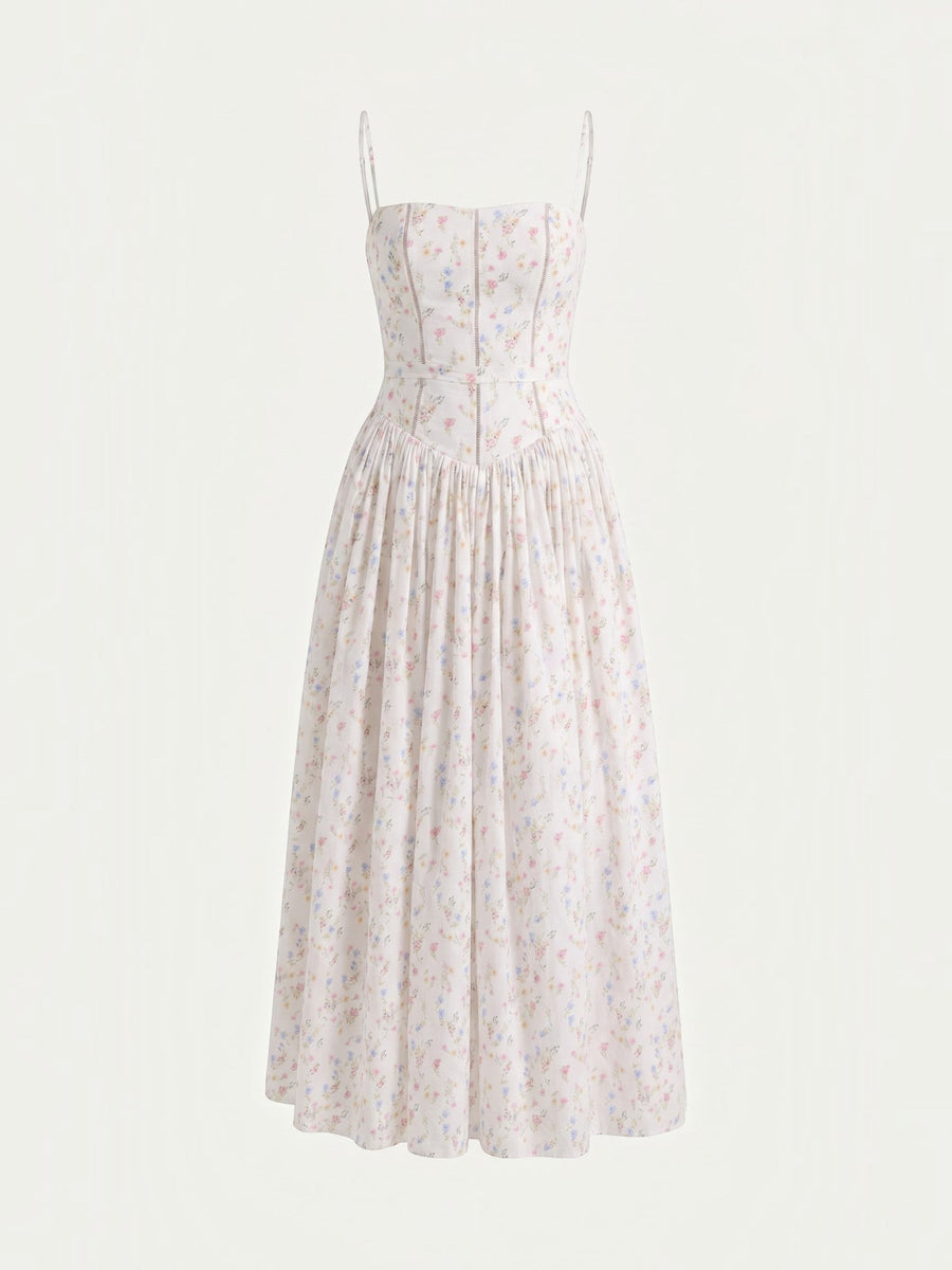Celia Corset Style Broderie Midi Dress