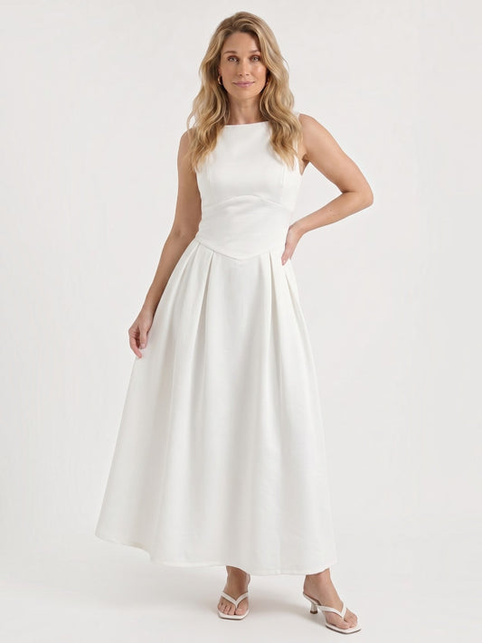 Shenna High Neck Sleeveless Flared Maxi Dress