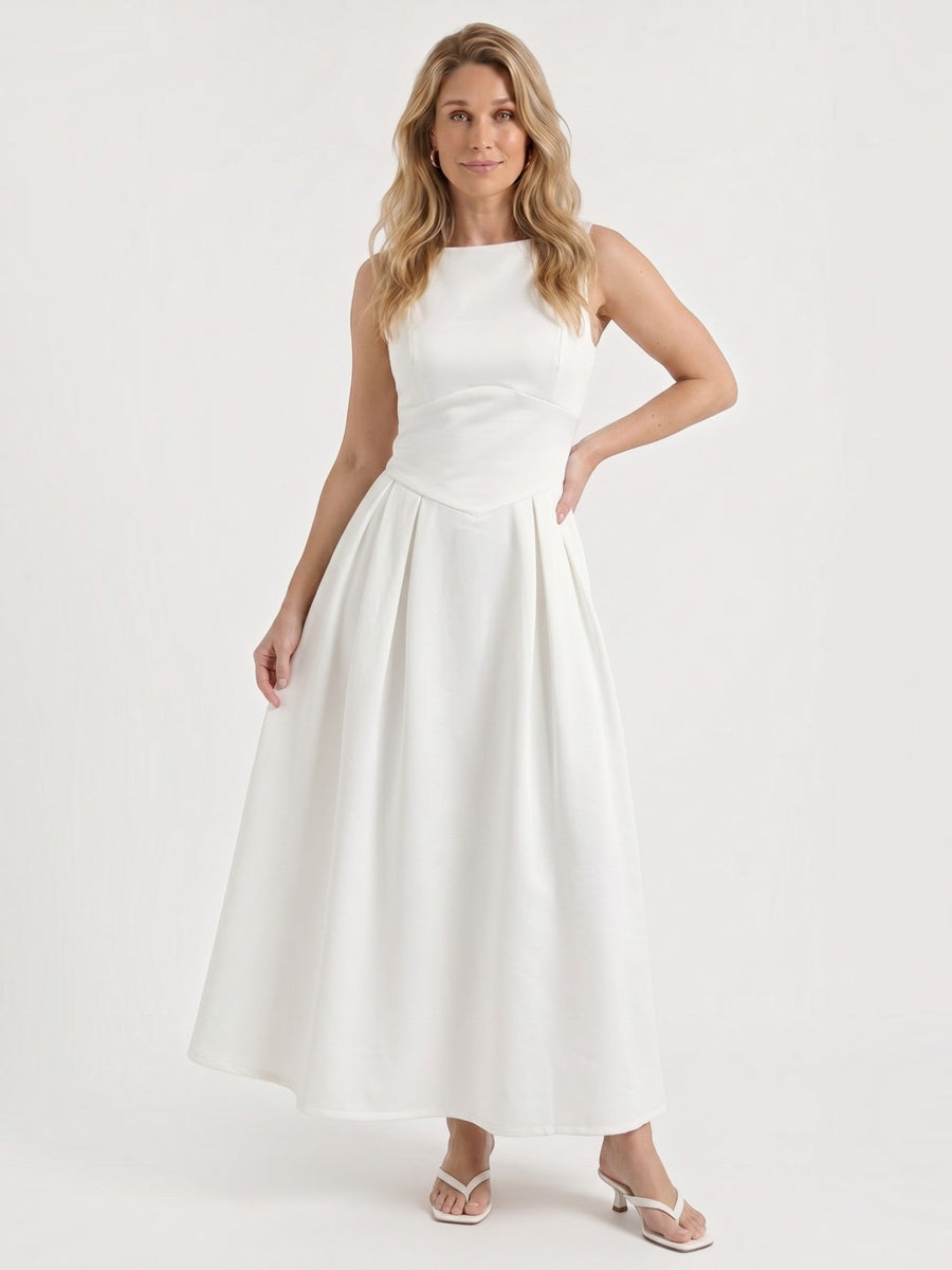 Shenna High Neck Sleeveless Flared Maxi Dress