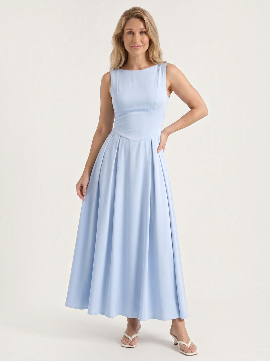 Shenna High Neck Sleeveless Flared Maxi Dress