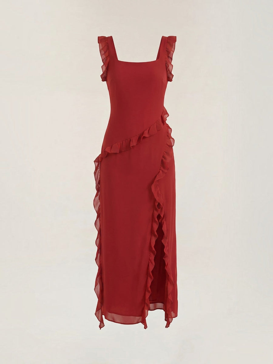 Susan Tiered Ruffle Sweetheart Maxi Dress