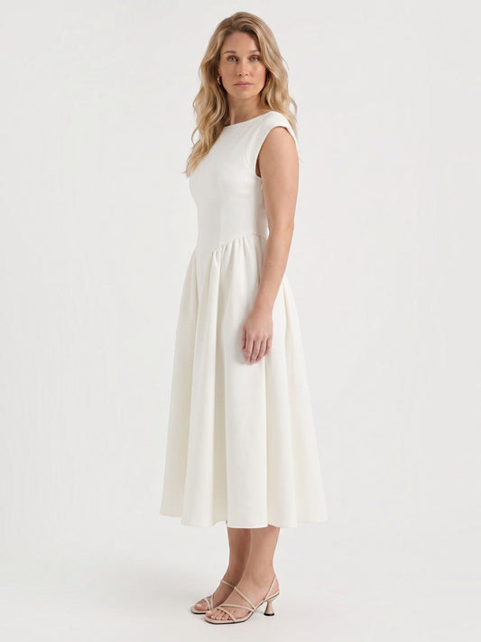 Janice Flutter Sleeve Flared Midi Dress
