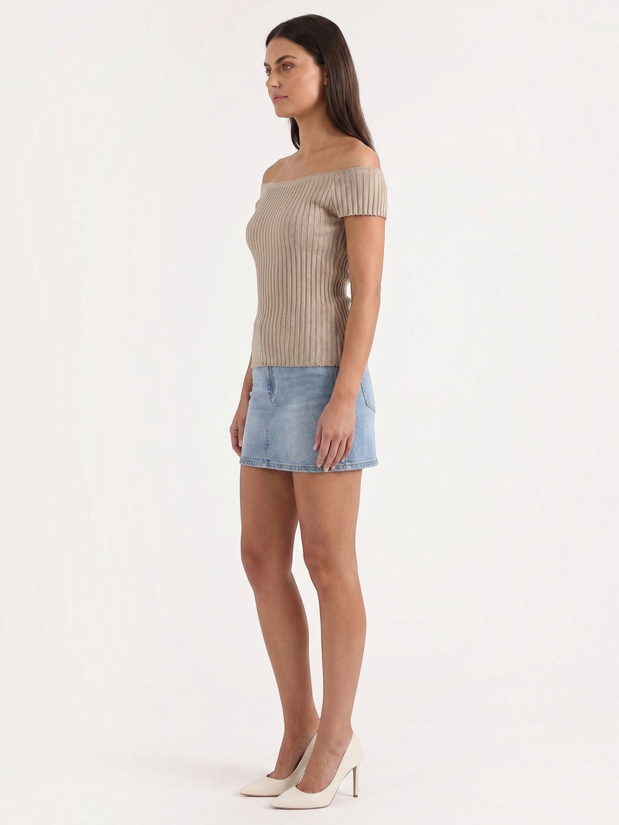 Isabel Off Shoulder Ribbed Crop Top