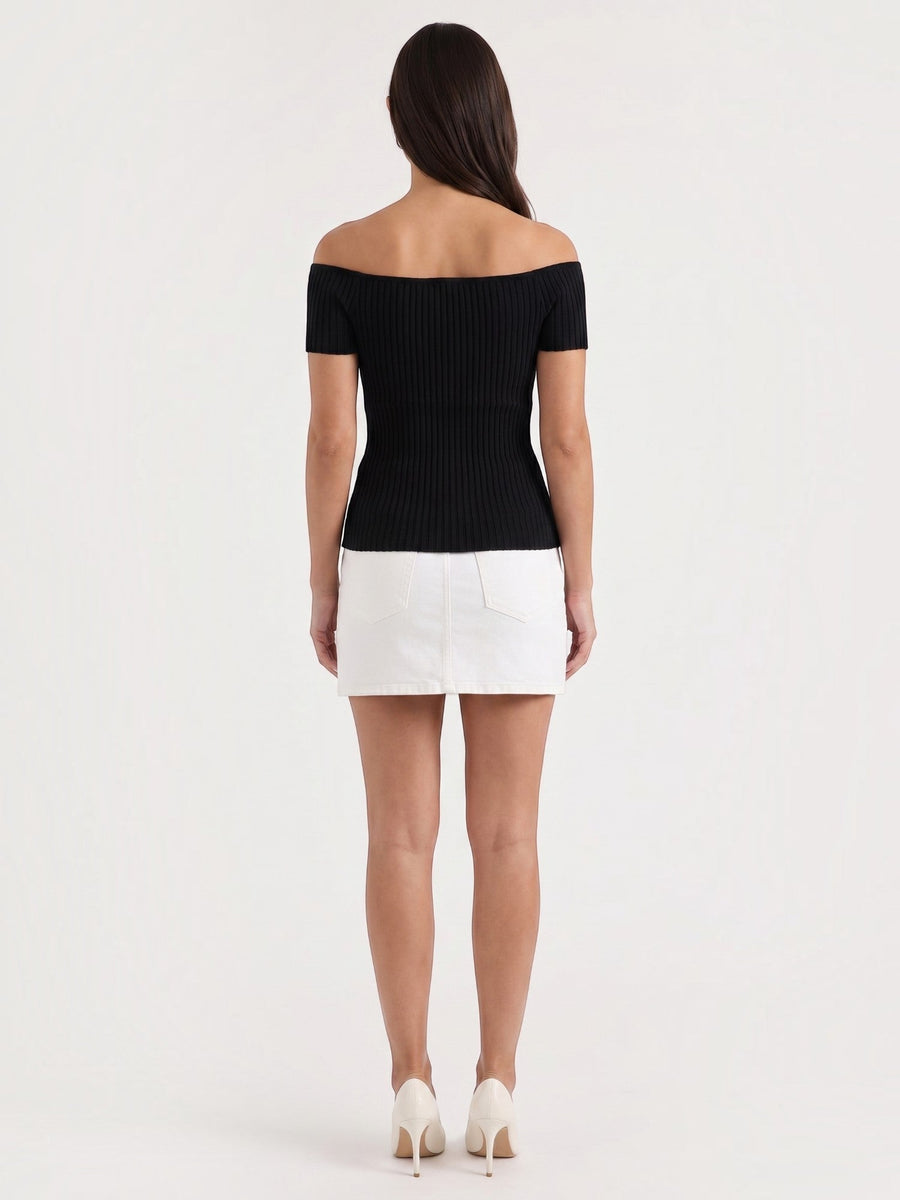 Isabel Off Shoulder Ribbed Crop Top