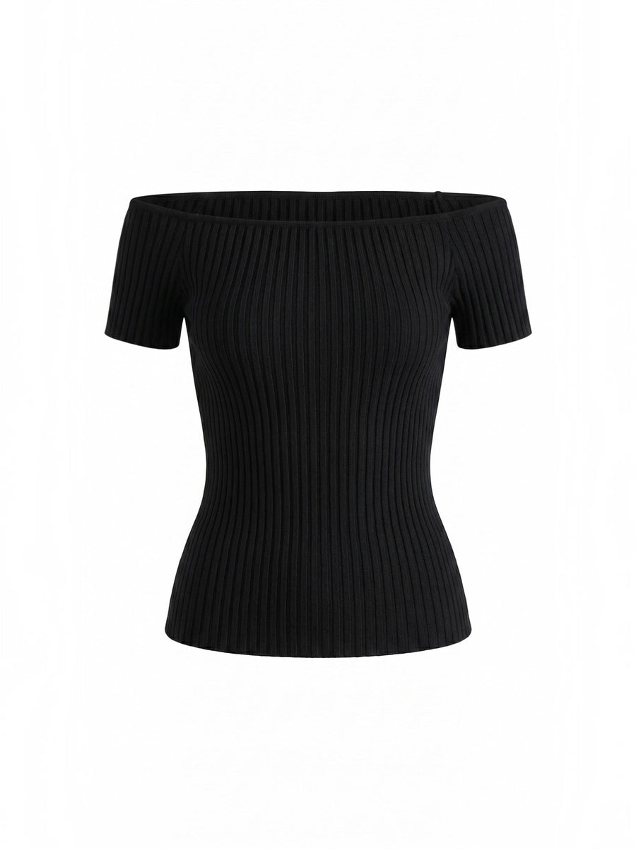Isabel Off Shoulder Ribbed Crop Top