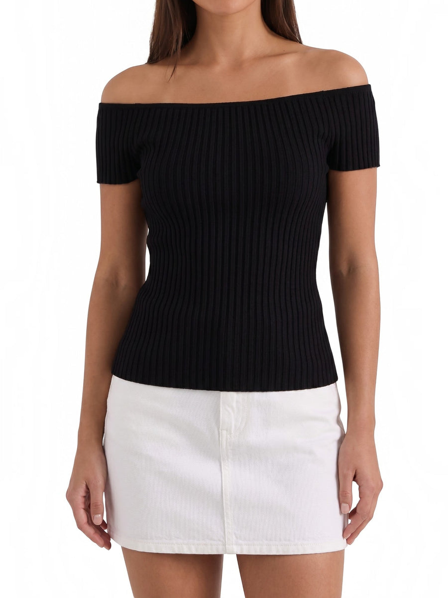 Isabel Off Shoulder Ribbed Crop Top