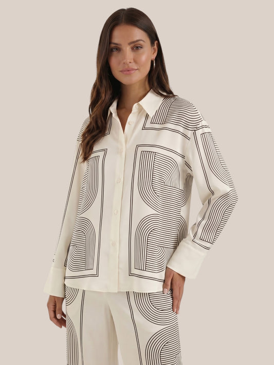 Judy Graphic Print Collared Shirt