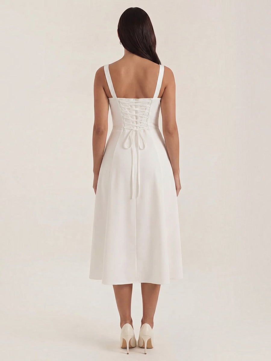 Jade Lace Up Corset Style Midi Dress