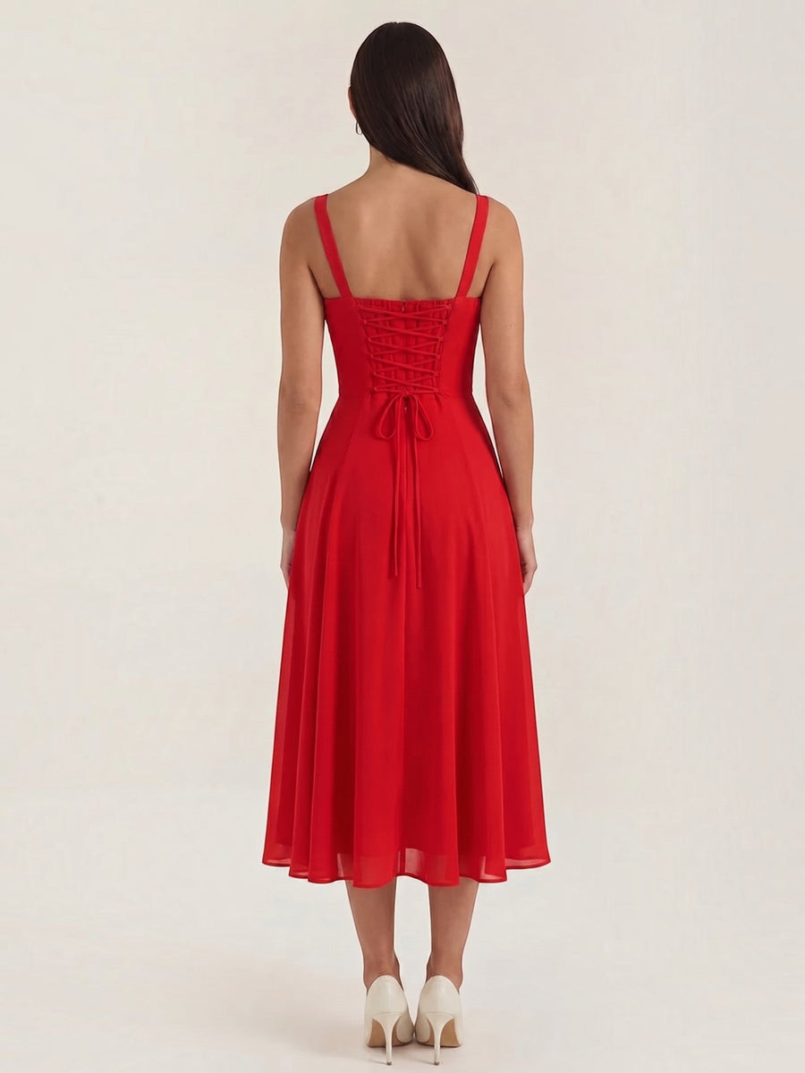 Jade Lace Up Corset Style Midi Dress