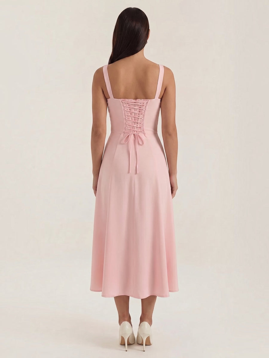 Jade Lace Up Corset Style Midi Dress