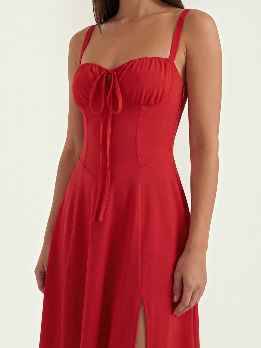 Jade Lace Up Corset Style Midi Dress