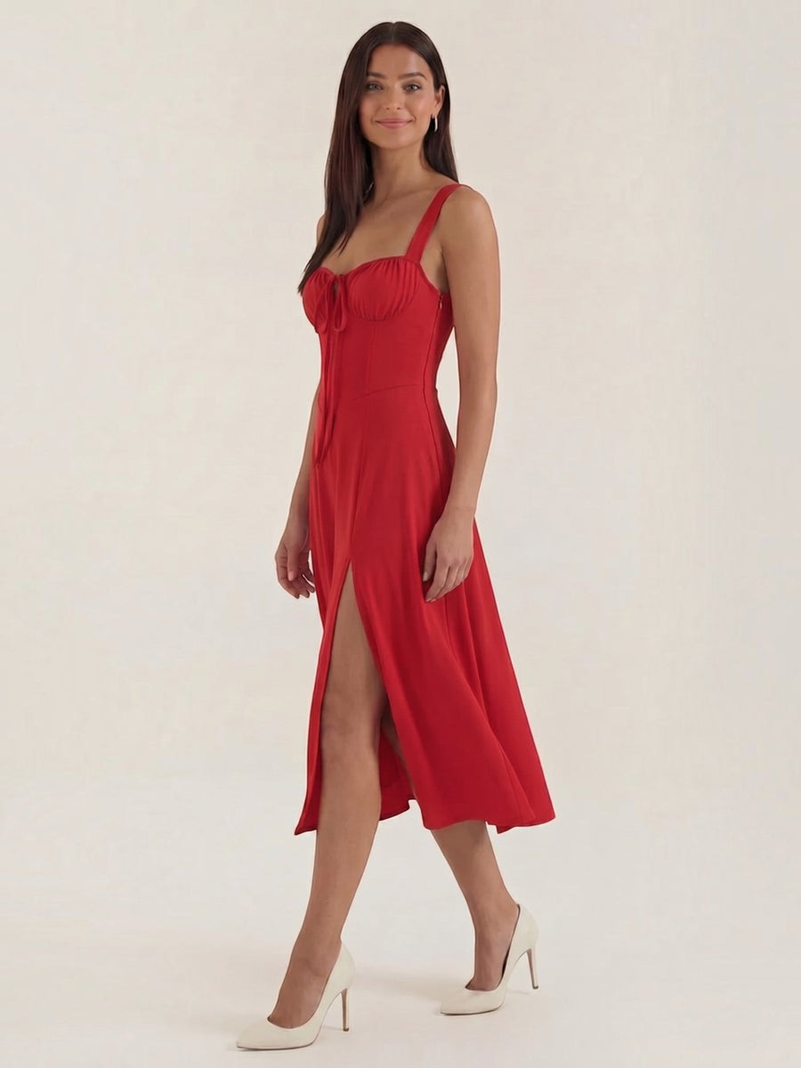 Jade Lace Up Corset Style Midi Dress