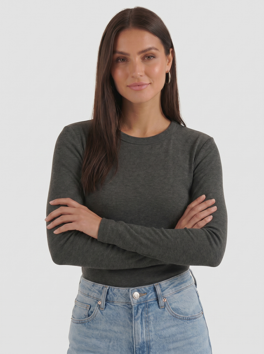 Freya Ribbed Round Neck Long Sleeve Top