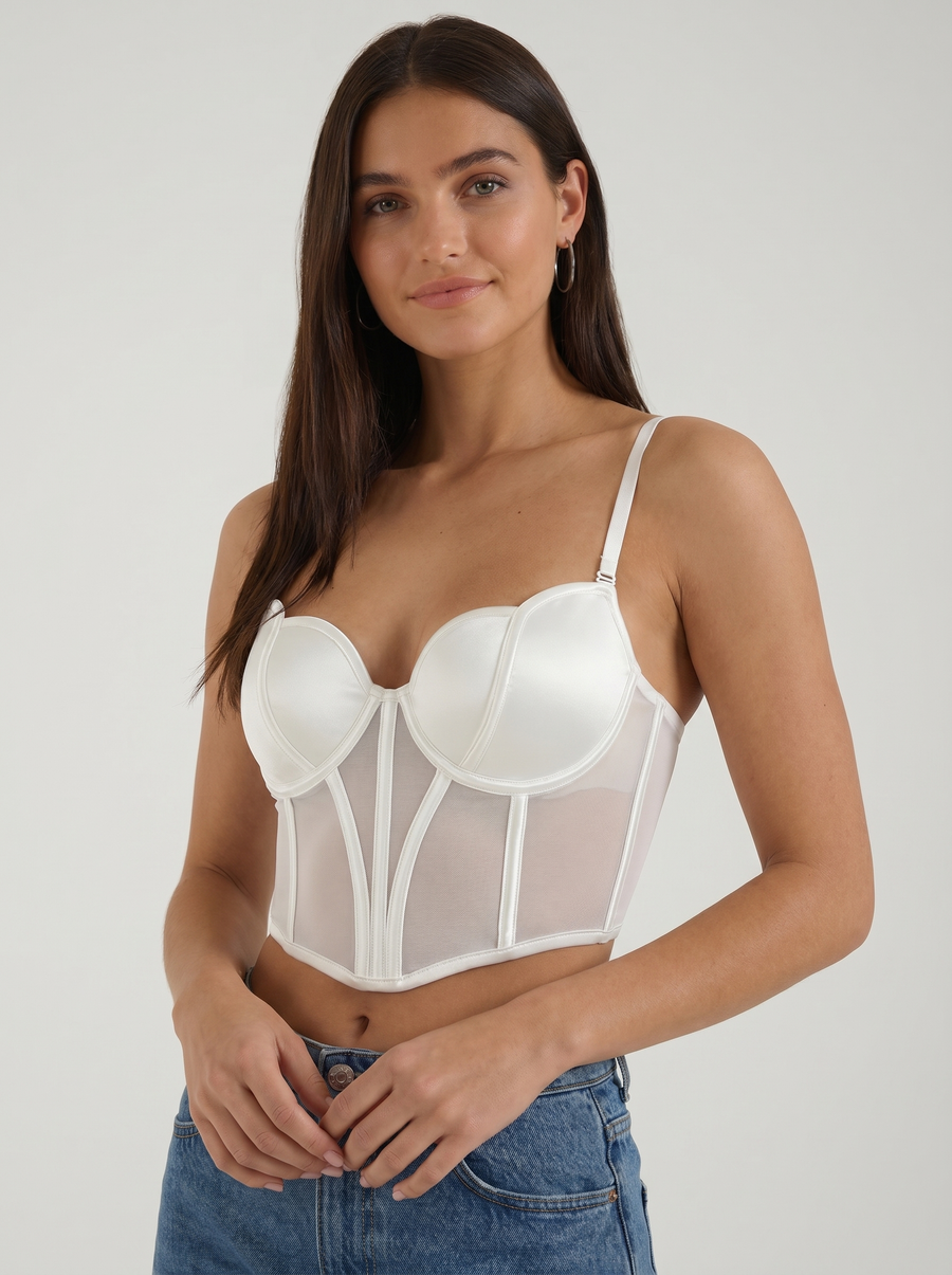 Penelope Mesh Panel Corset Crop Top