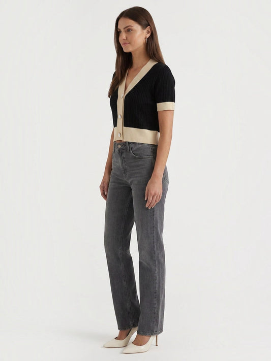 Nerina Contrast Trim Cropped Cardigan