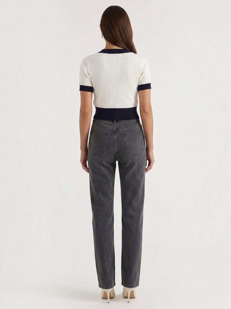 Nerina Contrast Trim Cropped Cardigan