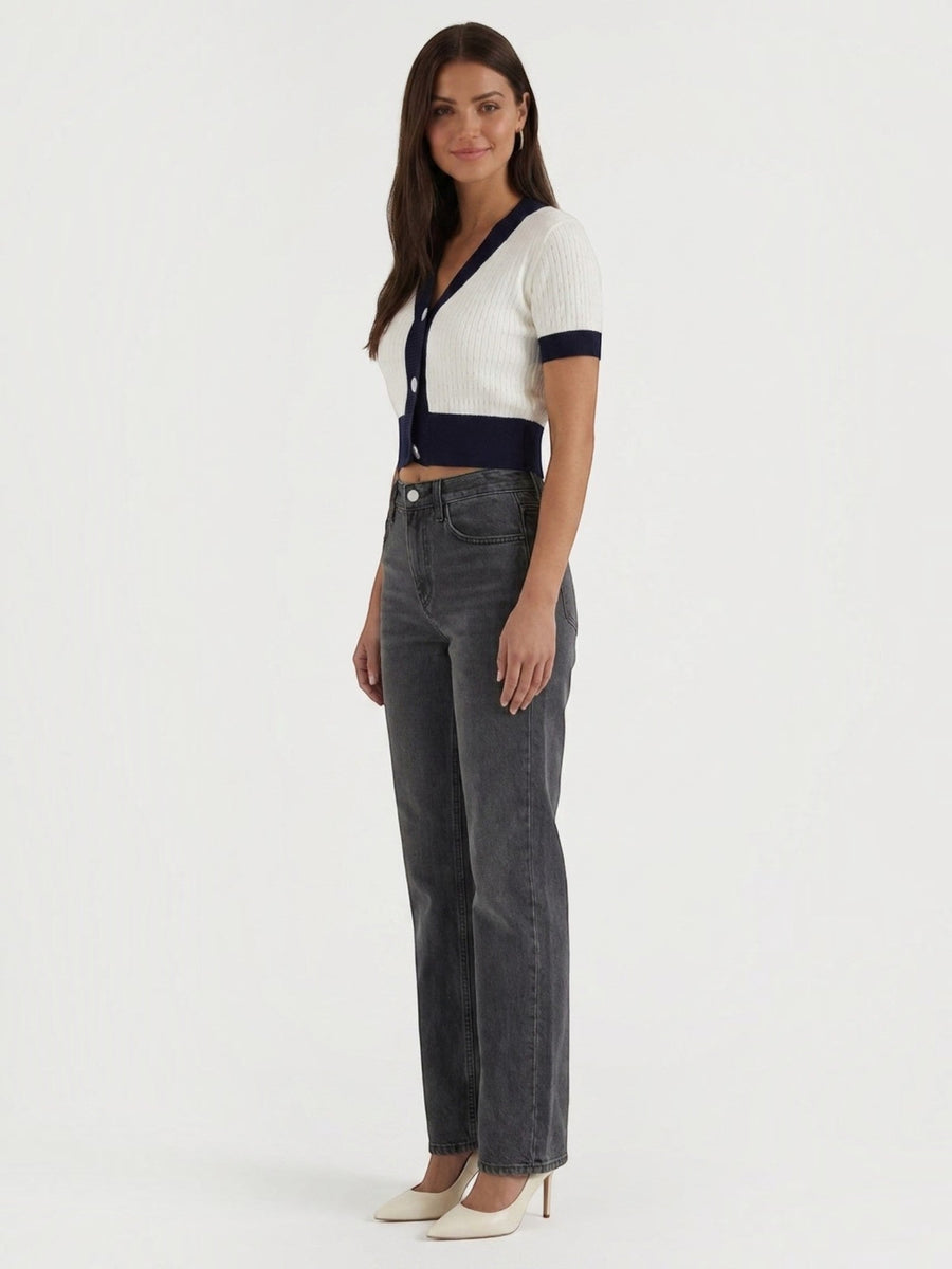 Nerina Contrast Trim Cropped Cardigan