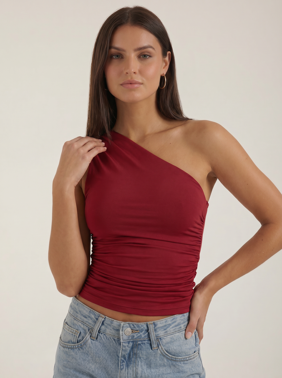Briony One Shoulder Ruched Top