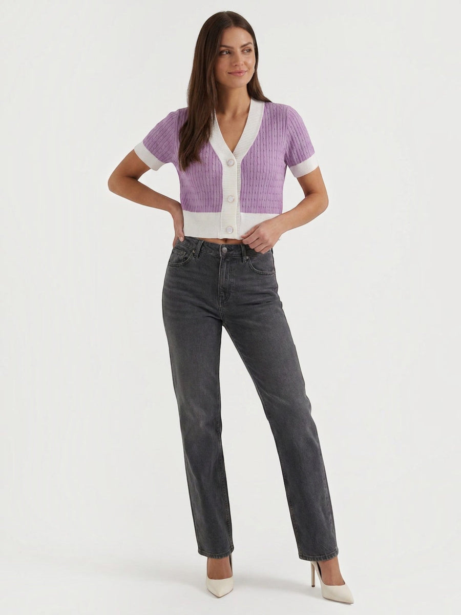 Nerina Contrast Trim Cropped Cardigan