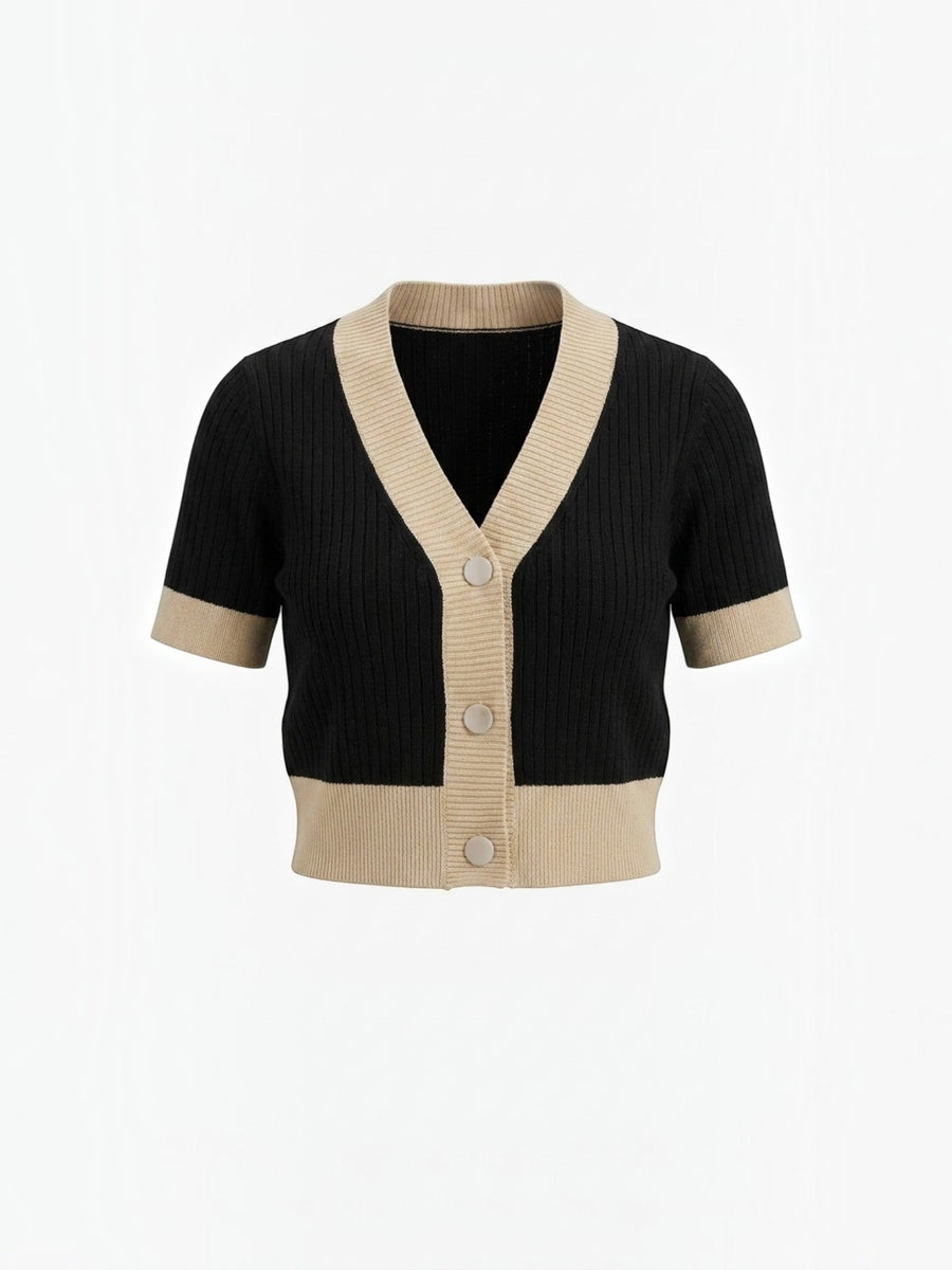 Nerina Contrast Trim Cropped Cardigan