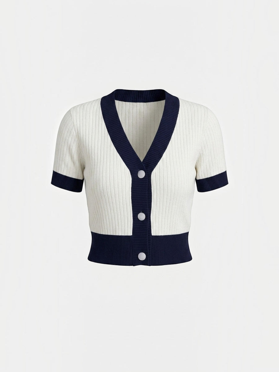 Nerina Contrast Trim Cropped Cardigan