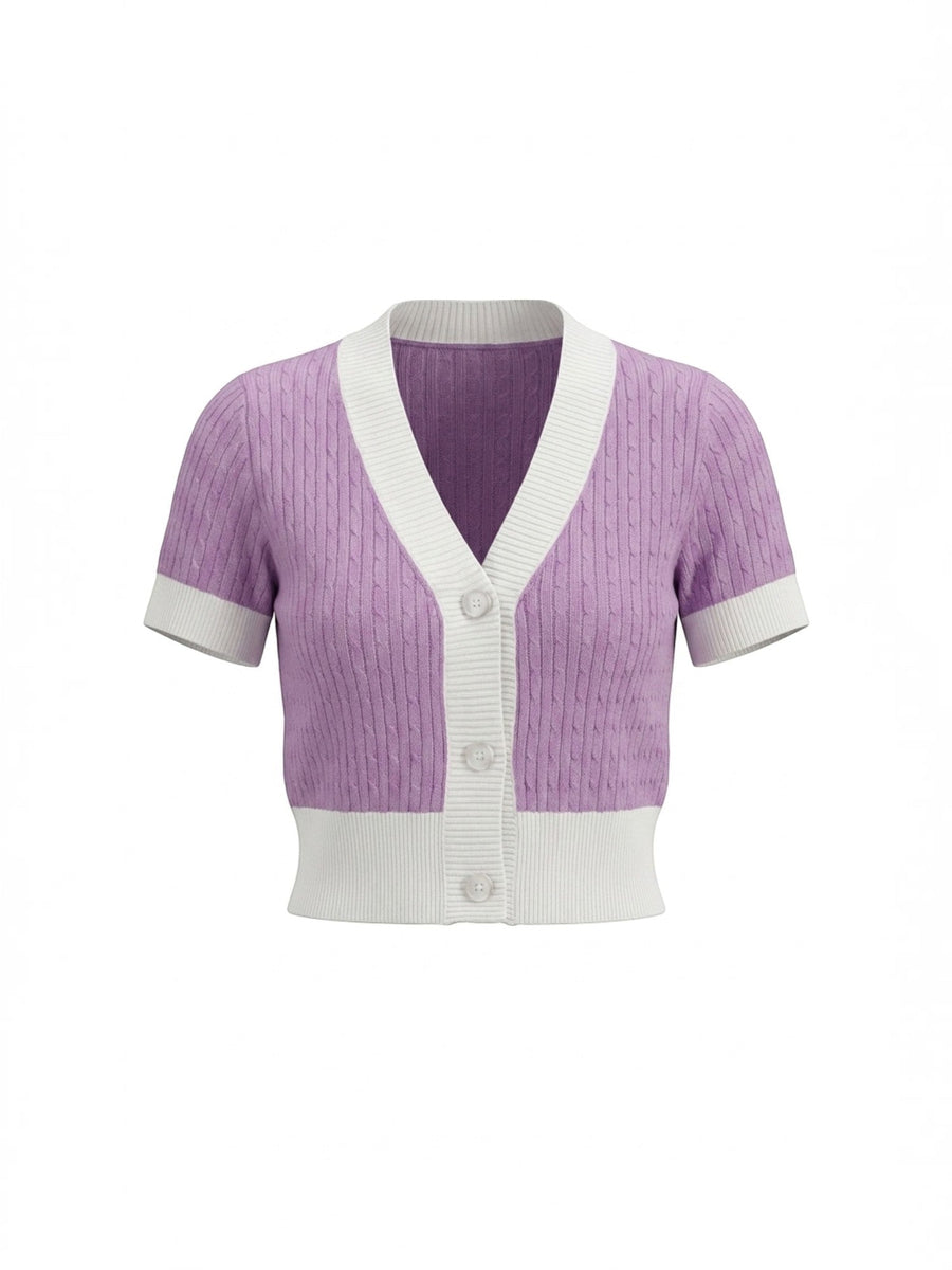 Nerina Contrast Trim Cropped Cardigan