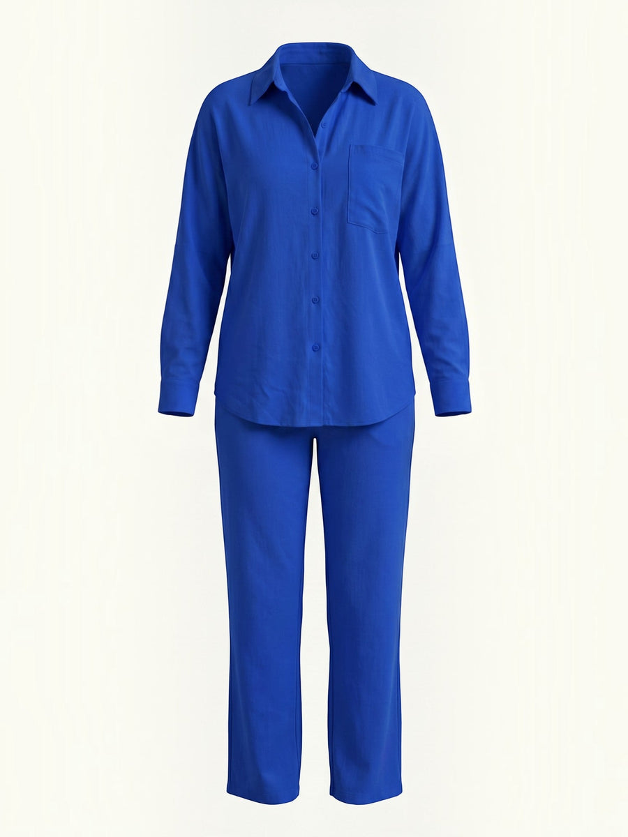 Amber Cotton Overshirt and Wide Leg Pants Set