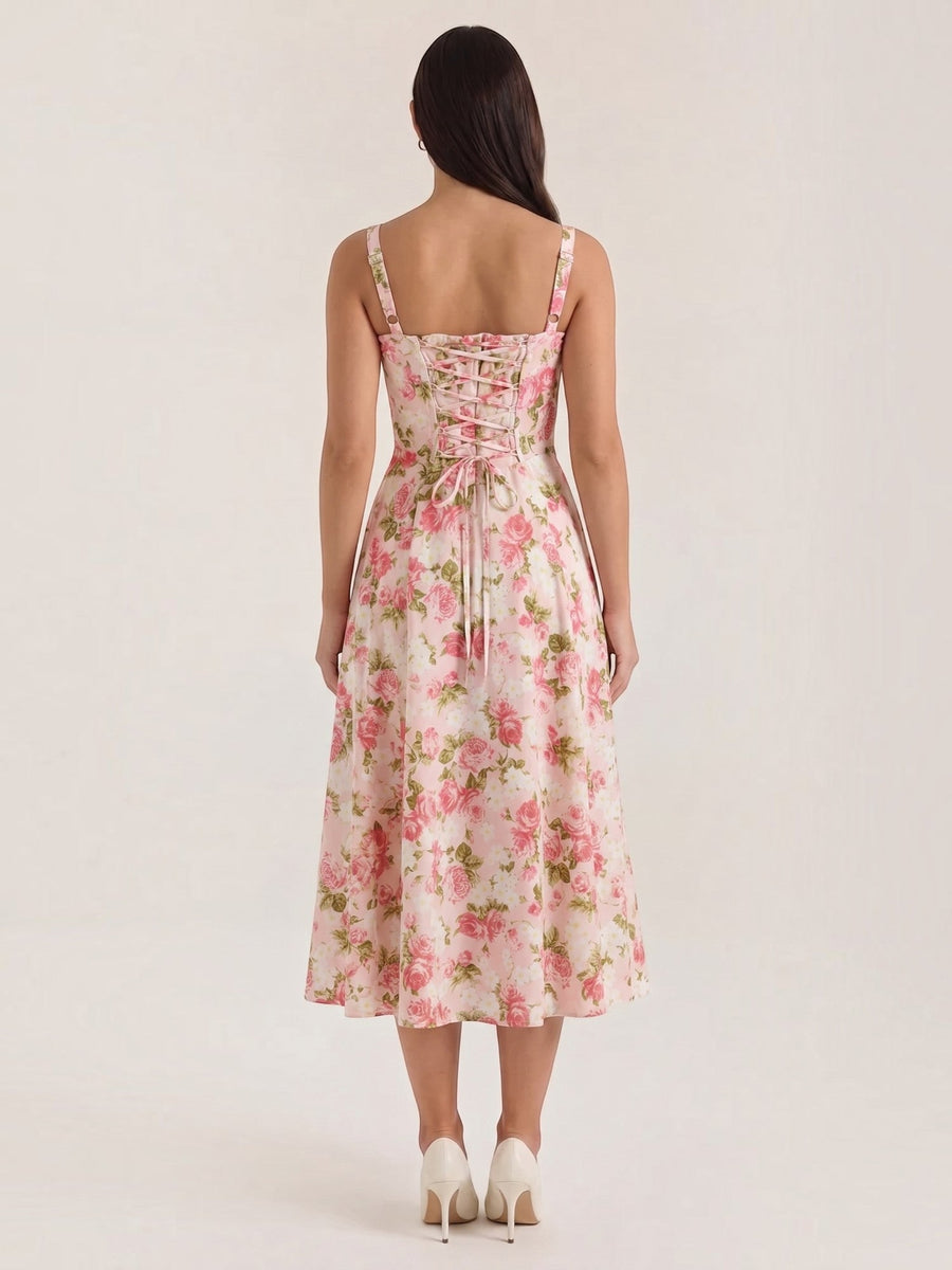 Julia Floral Sweetheart Neck Midi Sundress