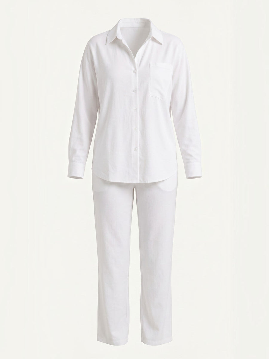 Amber Cotton Overshirt and Wide Leg Pants Set