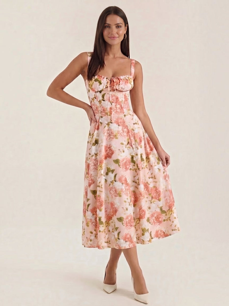 Julia Floral Sweetheart Neck Midi Sundress