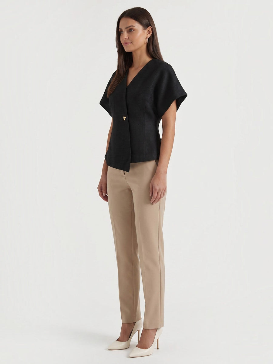 Amira Asymmetric Wrap Blazer Top