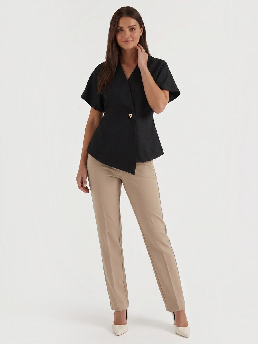 Amira Asymmetric Wrap Blazer Top