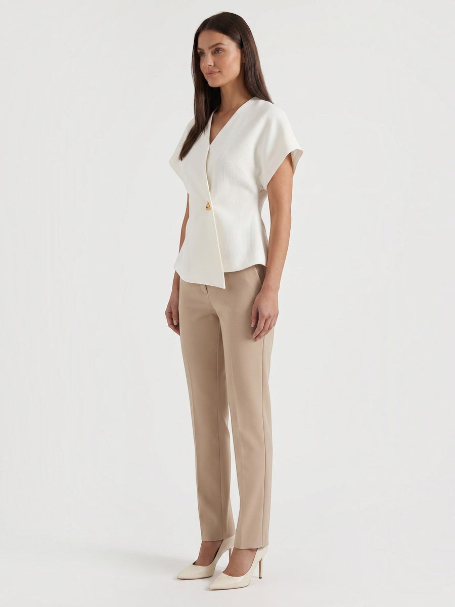 Amira Asymmetric Wrap Blazer Top