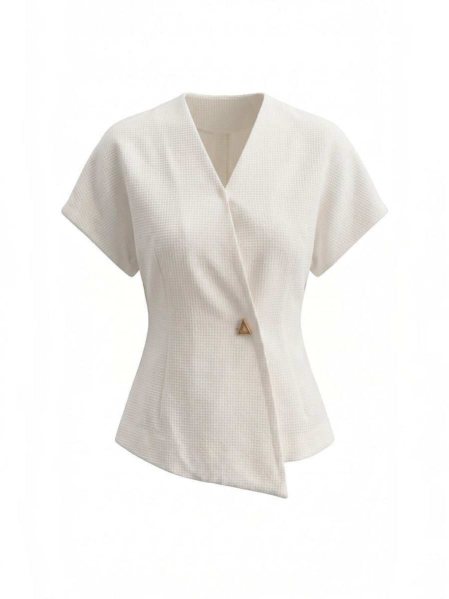 Amira Asymmetric Wrap Blazer Top