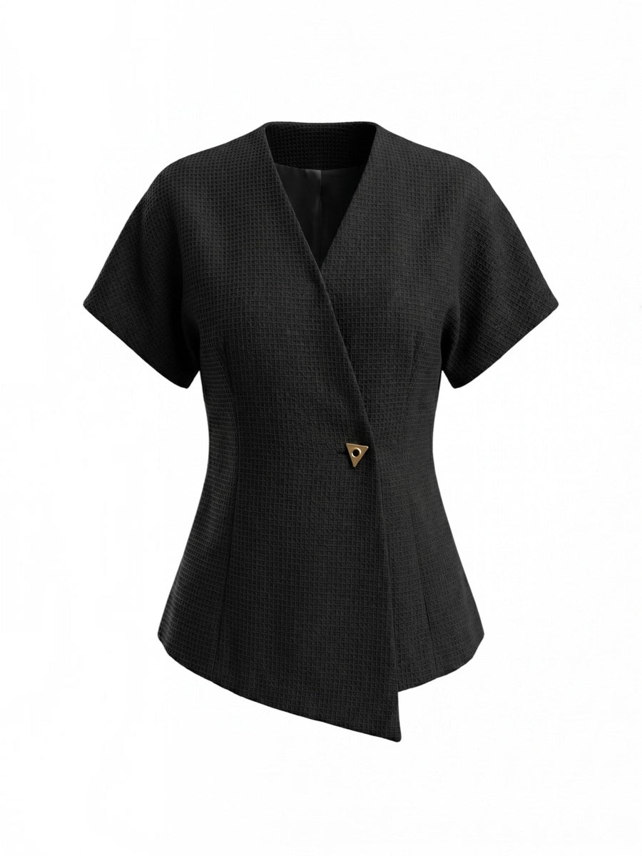 Amira Asymmetric Wrap Blazer Top