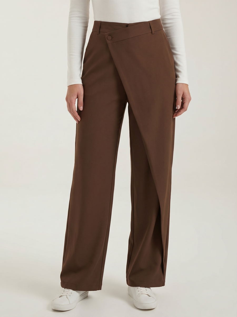 Jean High Waisted Asymmetric Wide Leg Pants