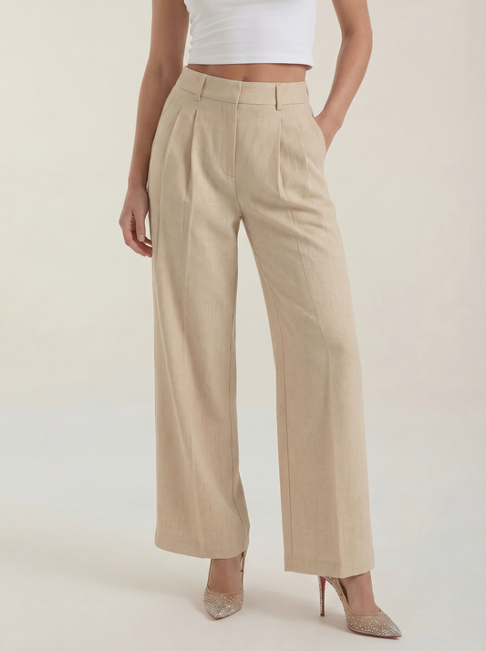 Courtney Pleated High-Rise Wide Leg Pants