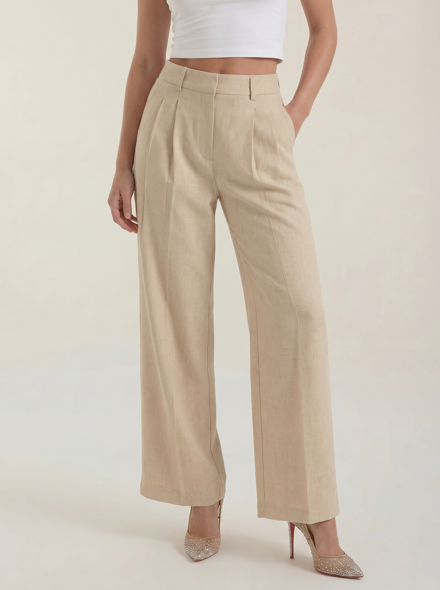 Courtney Linen Blend Wide Leg Pants