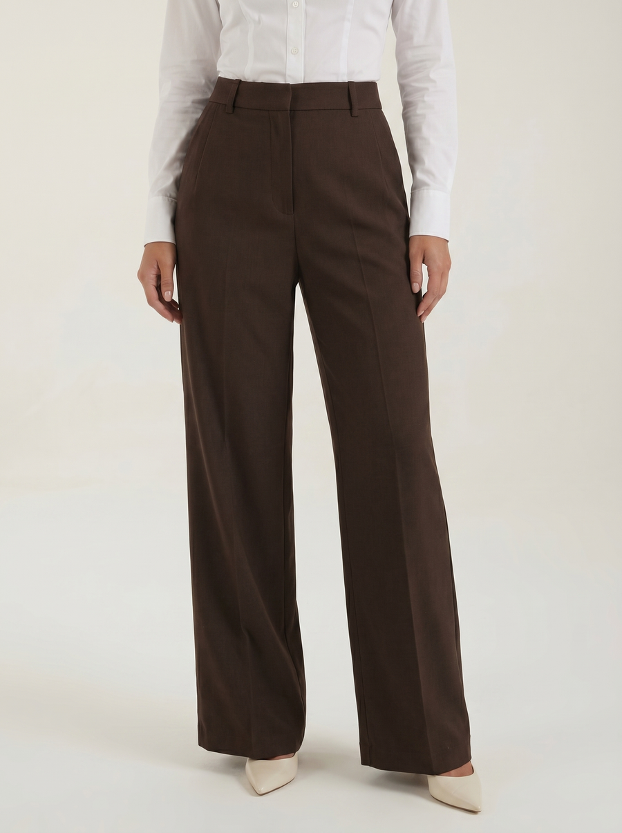 Hazel High Waisted Wide Leg Pants with Crease