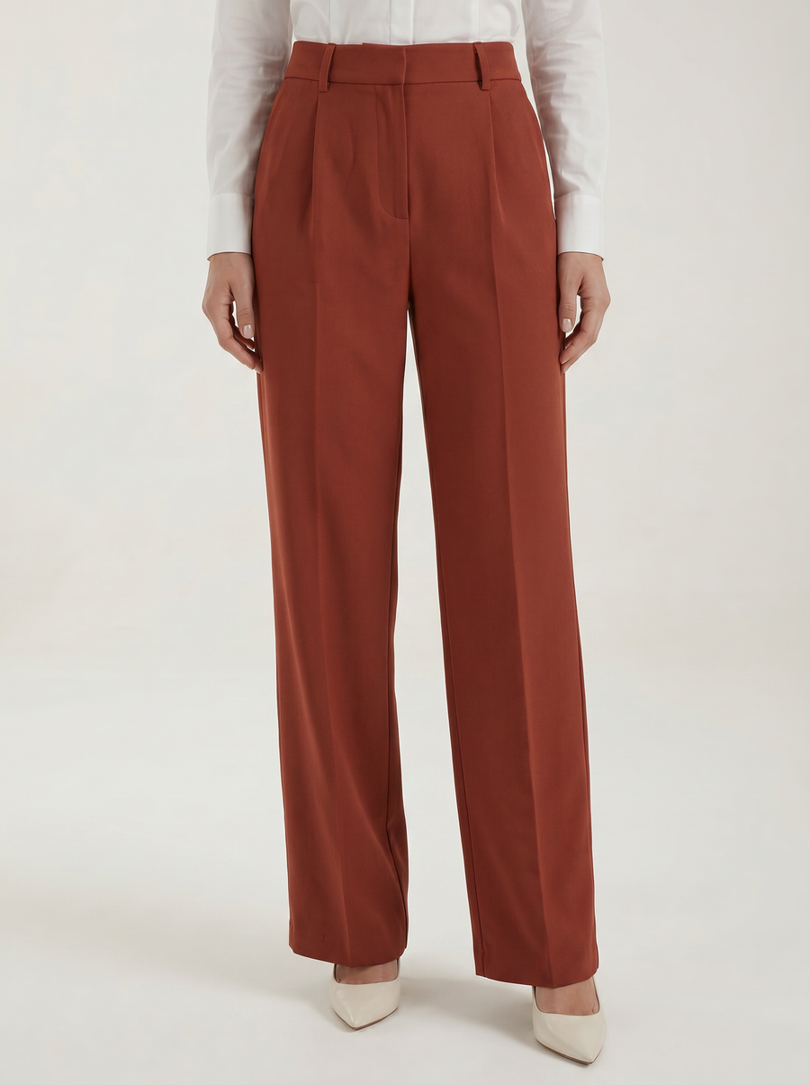 Hazel High Waisted Wide Leg Pants with Crease